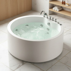 Baignoire balnéo îlot ronde 150cm - robinetterie – Rondya - DOCCELLI