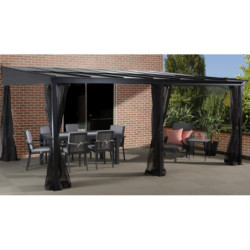 Tonnelle adossée St. Barth 484x363cm en aluminium et polycarbonate 8mm - SOJAG