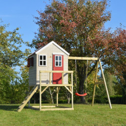 Cabane sur pilotis pour enfants en bois 350x192x242cm avec portique Zebra – Wendi Toys