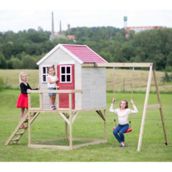 Cabane sur pilotis pour enfants en bois 350x192x242cm avec portique Zebra – Wendi Toys