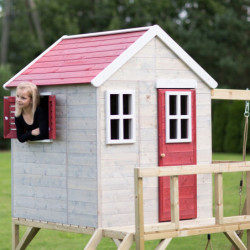 Cabane sur pilotis pour enfants en bois 350x192x242cm avec portique Zebra – Wendi Toys