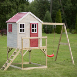 Cabane sur pilotis pour enfants en bois 350x192x242cm avec portique Zebra – Wendi Toys