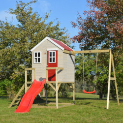 Cabane sur pilotis pour enfants en bois avec balançoire 330x350x242cm Elefant – Wendi Toys