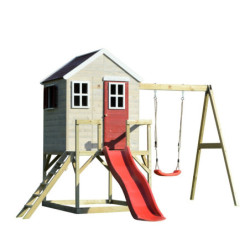 Cabane sur pilotis pour enfants en bois avec balançoire 330x350x242cm Elefant – Wendi Toys