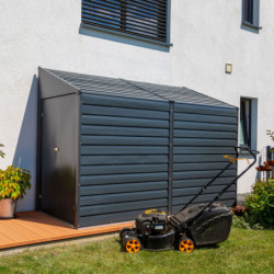 Abri de jardin 3,5m² adossé en acier galvanisé anthracite Spacemaker