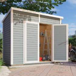Abri de jardin en bois gris clair 3,49m² Skur 2 – Baltic + plancher