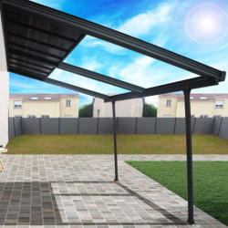 Toit de terrasse 12,04m² en alu anthracite à panneaux amovibles Habrita