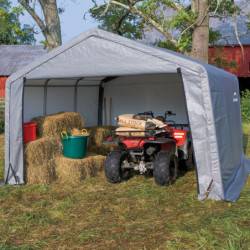 Abri de jardin 13m² démontable en acier et polyéthylène gris – Shelter Logic