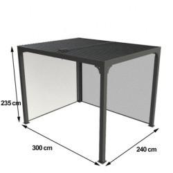 Pergola bioclimatique aluminium anthracite 7,20m² + 2 rideaux gris – HABRITA