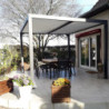 Pergola bioclimatique aluminium anthracite 10,80m² + toit avec lames ovales écru HABRITA