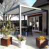 Pergola bioclimatique aluminium anthracite 10,80m² + toit avec lames ovales écru HABRITA