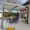 Pergola bioclimatique aluminium anthracite 10,80m² + toit avec lames ovales écru HABRITA