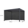 Pergola bioclimatique aluminium anthracite 10,80m² toit avec lames ovales aluminium + 2 rideaux gris pour les côtés – HABRITA