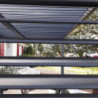Pergola bioclimatique aluminium anthracite 10,80m² toit avec lames ovales aluminium + ventelles latérales pour côté 3m – HABRITA