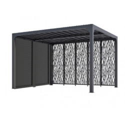 Pergola bioclimatique alu anthracite 10,80m² + ventelles + 5 panneaux moucharabieh – HABRITA	