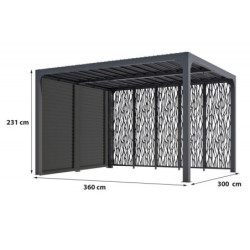 Pergola bioclimatique alu anthracite 10,80m² + ventelles + 5 panneaux moucharabieh – HABRITA	