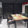 Pergola bioclimatique alu anthracite 10,80m² + ventelles + 5 panneaux moucharabieh – HABRITA	