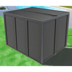Pergola bioclimatique alu anthracite 10,80m² toit avec lames ovales alu + ventelles pour les côtés 3m et 3,60m – HABRITA