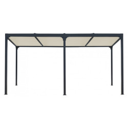 Pergola bioclimatique aluminium anthracite 21,52m² + toit avec lames ovales écru HABRITA