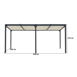 Pergola bioclimatique aluminium anthracite 21,52m² + toit avec lames ovales écru HABRITA