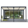 Pergola bioclimatique aluminium anthracite 21,52m² + toit avec lames ovales écru HABRITA
