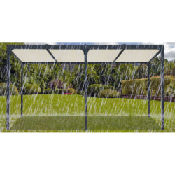 Pergola bioclimatique aluminium anthracite 21,52m² + toit avec lames ovales écru HABRITA