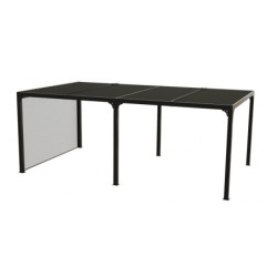 Pergola bioclimatique aluminium anthracite 21,52m² + 1 rideau - HABRITA