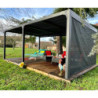 Pergola bioclimatique aluminium anthracite 21,52m² + 1 rideau - HABRITA