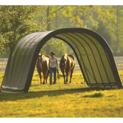 Abri pour animaux 22,6m² démontable à toit arrondi en acier et polyéthylène vert – Shelter Logic