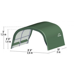 Abri pour animaux 7,8m² démontable en acier et polyéthylène vert – Shelter Logic