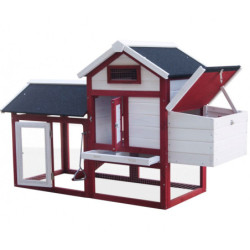 Poulailler bicolore en bois 10mm FSC 0,94m² pour 2 à 3 poules - HABRITA
