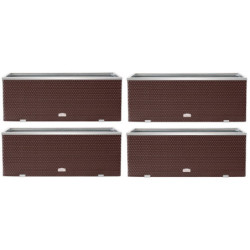 Bac à plantes 108x39x43cm en résine tressée marron clair et acier galvanisé Rattan Art