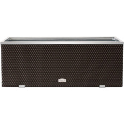 Bac à plantes 108x39x43cm en résine tressée marron foncé et acier galvanisé Rattan Art