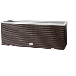 Bac à plantes 108x39x43cm en résine tressée marron foncé et acier galvanisé Rattan Art