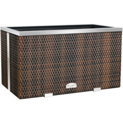 Bac à plantes 108x39x43cm en résine tressée marron foncé nuancé et acier galvanisé Rattan Art