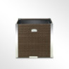 Bac à plantes 46x46x46cm en résine tressée marron clair et acier galvanisé Rattan Art	