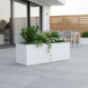 Bac à plantes 108x39x43cm en résine tressée blanche et acier galvanisé Rattan Art