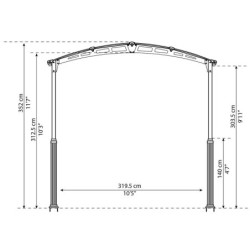 Carport en alu gris et polycarbonate 1 voiture 18,2m² Arcadia Alpine 5000 - PALRAM