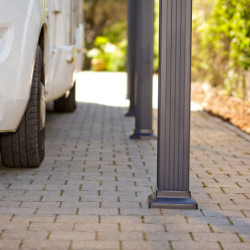 Carport en alu gris et polycarbonate 1 voiture 18,2m² Arcadia Alpine 5000 - PALRAM