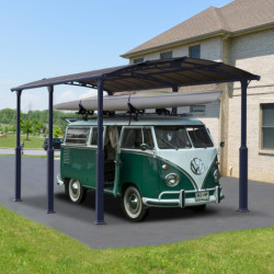 Carport en alu gris et polycarbonate 1 voiture 23,3m² Arcadia Alpine 6400 - PALRAM