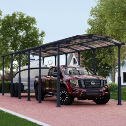 Carport en alu gris et polycarbonate 1 voiture 46,3m² Arcadia Alpine 12700 - PALRAM
