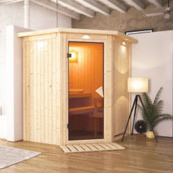 Sauna traditionnel d'angle TAURIN 3 à 4 places 68mm KARIBU
