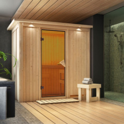 Sauna traditionnel VARIADO 2 à 3 places 68mm avec couronne et porte classique KARIBU