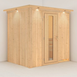 Sauna traditionnel BODIN 1 à 2 places 68mm avec couronne et porte à économie d'énergie KARIBU
