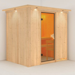 Sauna traditionnel BODIN 1 à 2 places 68mm avec couronne et porte classique KARIBU