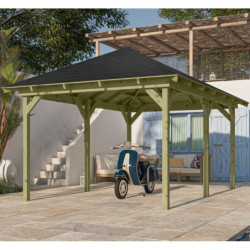 Kiosque rectangulaire en bois autoclave 12,4m² Perida – avec shingles – Karibu