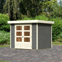 Abri de jardin en bois massif gris terre 5,25m² Askola 3 - Karibu