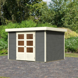 Abri de jardin en bois massif gris terre 7,43m² Askola 5 - Karibu