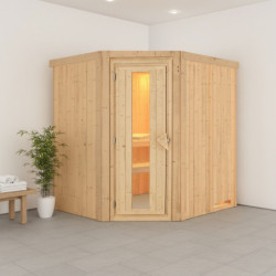 Sauna traditionnel d'angle SIIRIN 4 à 5 places 68mm sans couronne - avec porte à économie d'énergie KARIBU