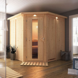 Sauna traditionnel d'angle JARIN 5 à 6 places 68mm KARIBU
